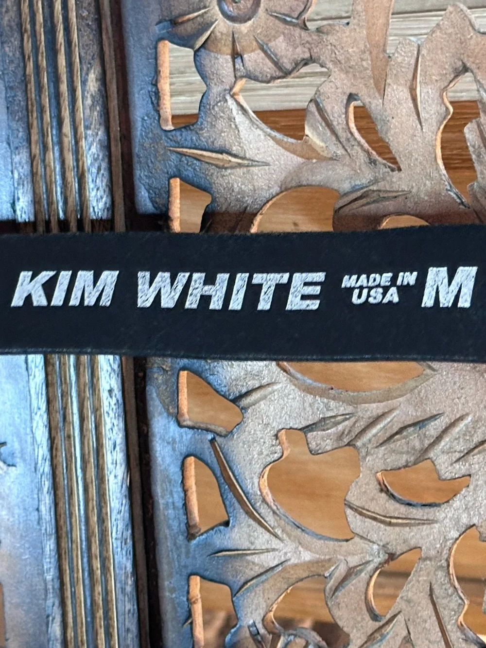 Kim White Black Leather w/ Silver Triple Ring Snap Buckle Belt.